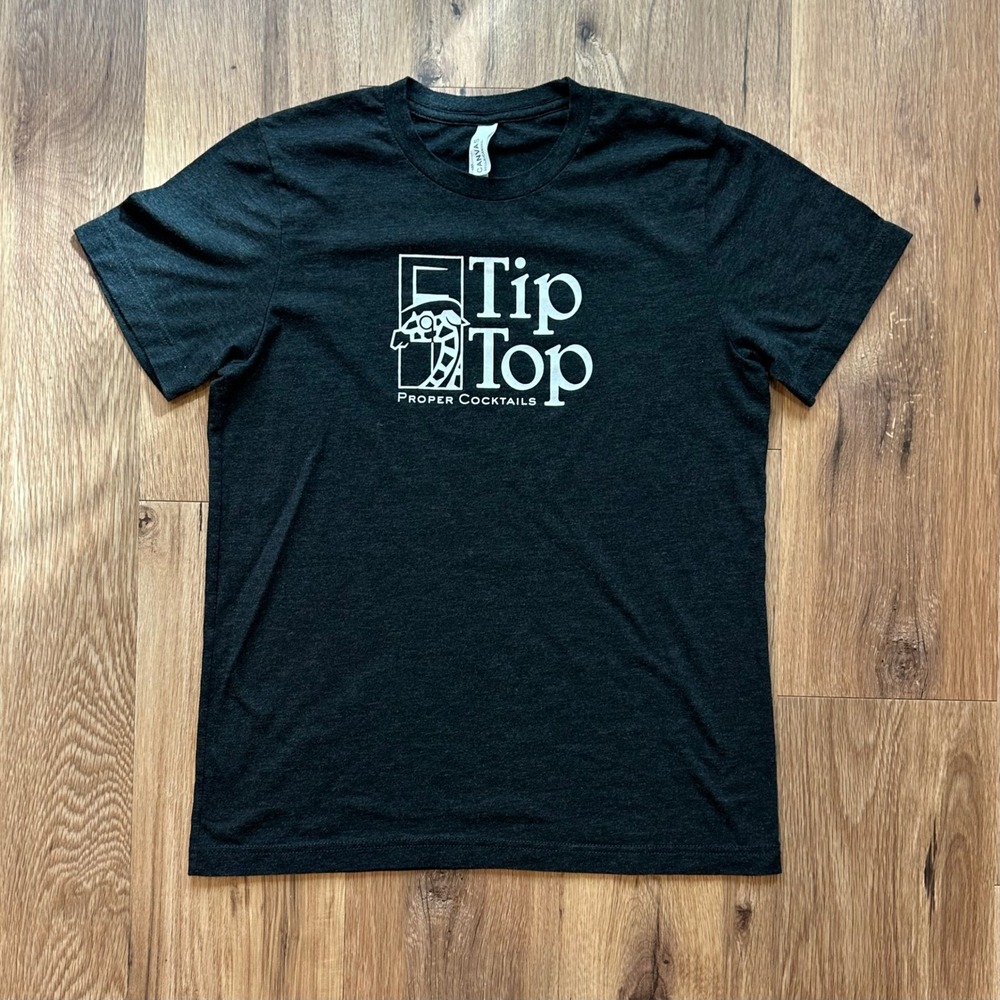 Bella Canvas Tip Top Proper Cocktails Graphic T-Shirt Charcoal Gray‎ Mens Medium